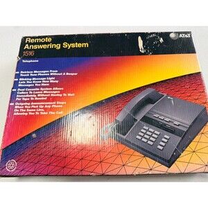Vintage AT&T 1516 Dual Cassette Remote Answering System Telephone w/ Box Tested
